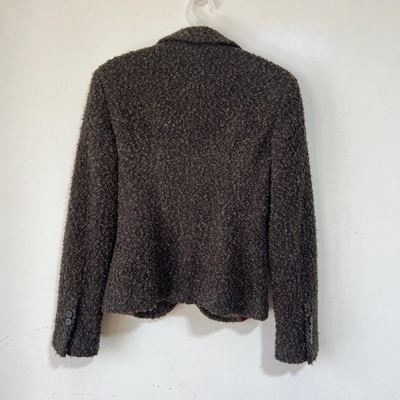 NEW ZARA Wool Bouclé Fitted Blazer in Brown Single Button Tailored Jacket Size S - Picture 8 of 15